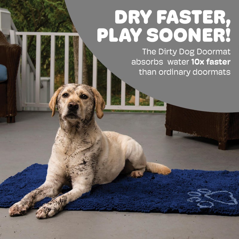 Dog Gone Smart Dirty Dog Doormat - Fast Drying Rug with Super Gripper Backing for Clean Floors - Super Absorbent and Machine Washable Mat for Muddy Paws - Bermuda Blue - Image 2